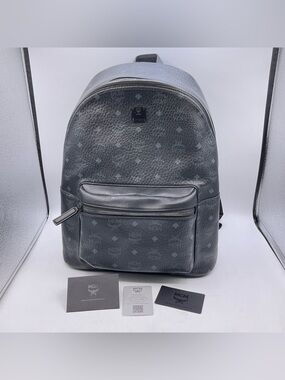 MCM B7399 Stark Logo Monogram Medium Backpack